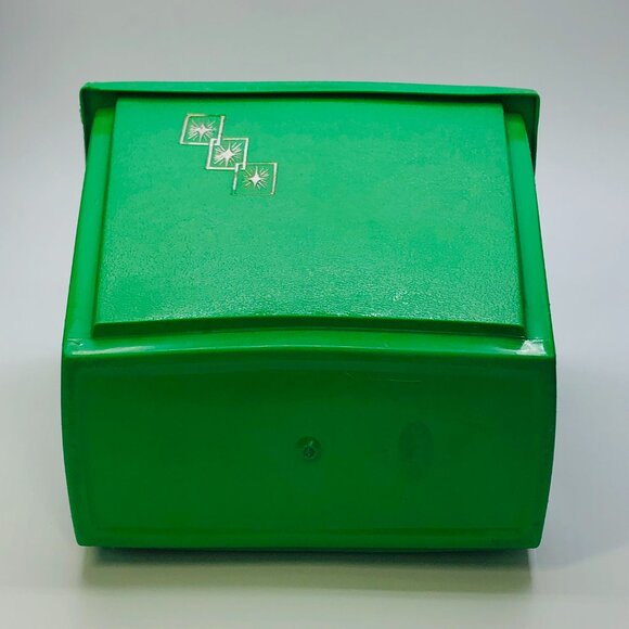 Vintage 60s STERILITE Triple Starburst Green Plastic Trash Can Wastebasket - Picture 3 of 10